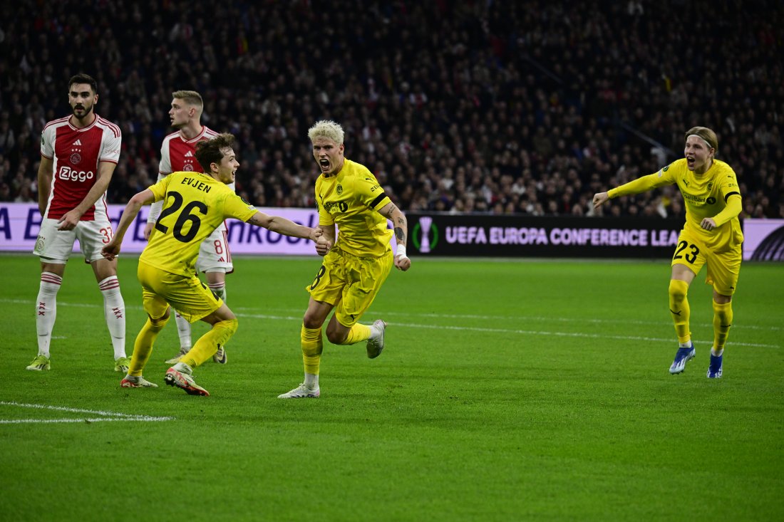 Albert Grønbaek celebrating after scoring against Ajax in European competition