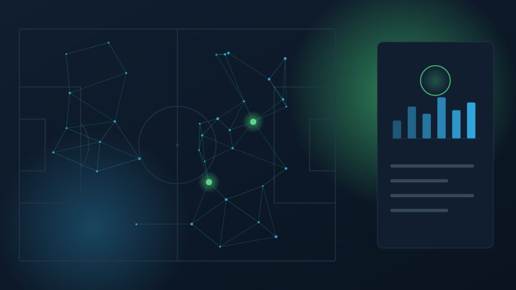 Football pitch connected to data analysis graphic